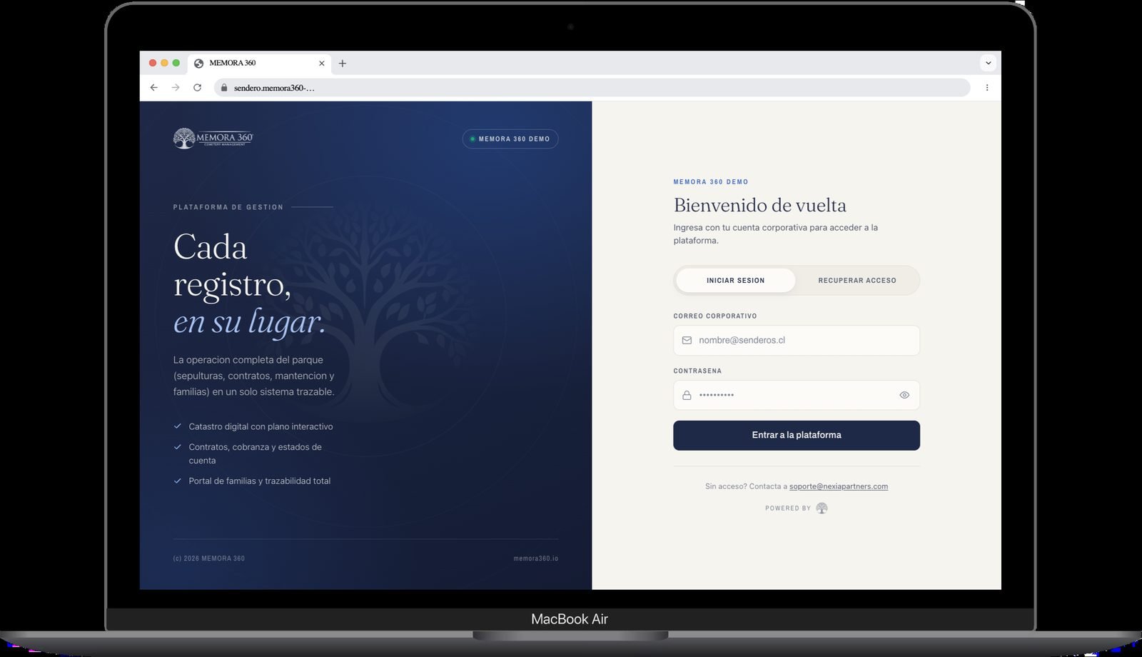 Sendero · Login