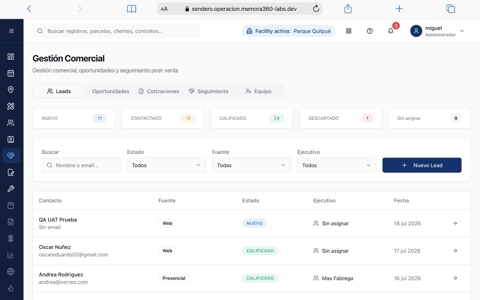 CRM · Leads